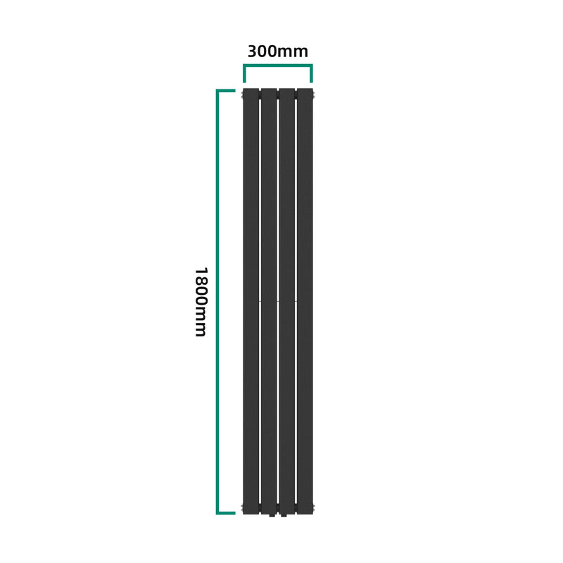 Esquema acotado Radiador de diseño Nore Negro 180x30cm Doble capa 1122W [neu.haus]