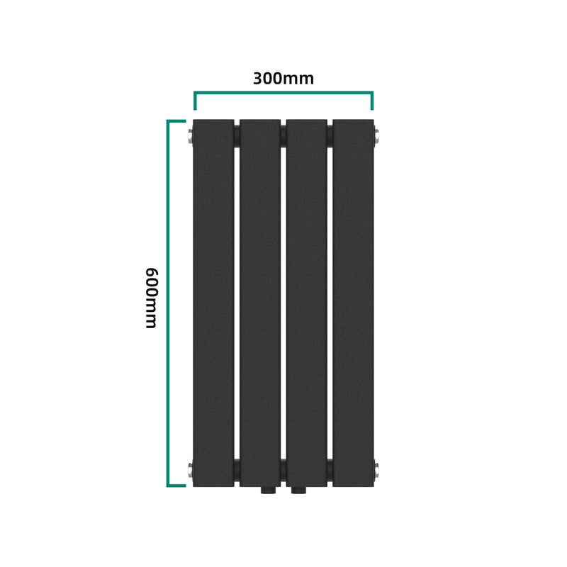 Esquema acotado Radiador de diseño Nore Negro 60x30cm Monocapa 249W [neu.haus]