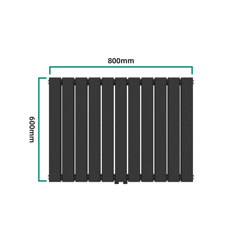 Esquema acotado Radiador de diseño Nore Negro 60x80cm Doble capa 1097W [neu.haus]