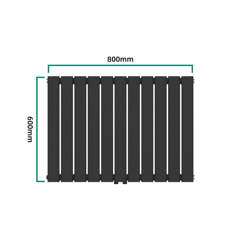 Esquema acotado Radiador de diseño Nore Negro 60x80cm Monocapa 616W [neu.haus]