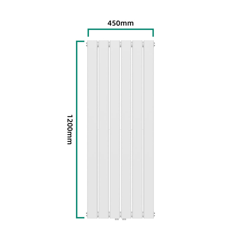 Esquema acotado Radiador de diseño Nore Blanco 120x45cm Doble capa 1140W [neu.haus]
