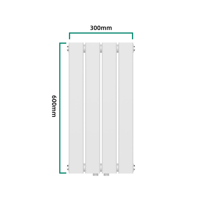 Esquema acotado Radiador de diseño Nore Blanco 60x30cm Monocapa 249W [neu.haus]