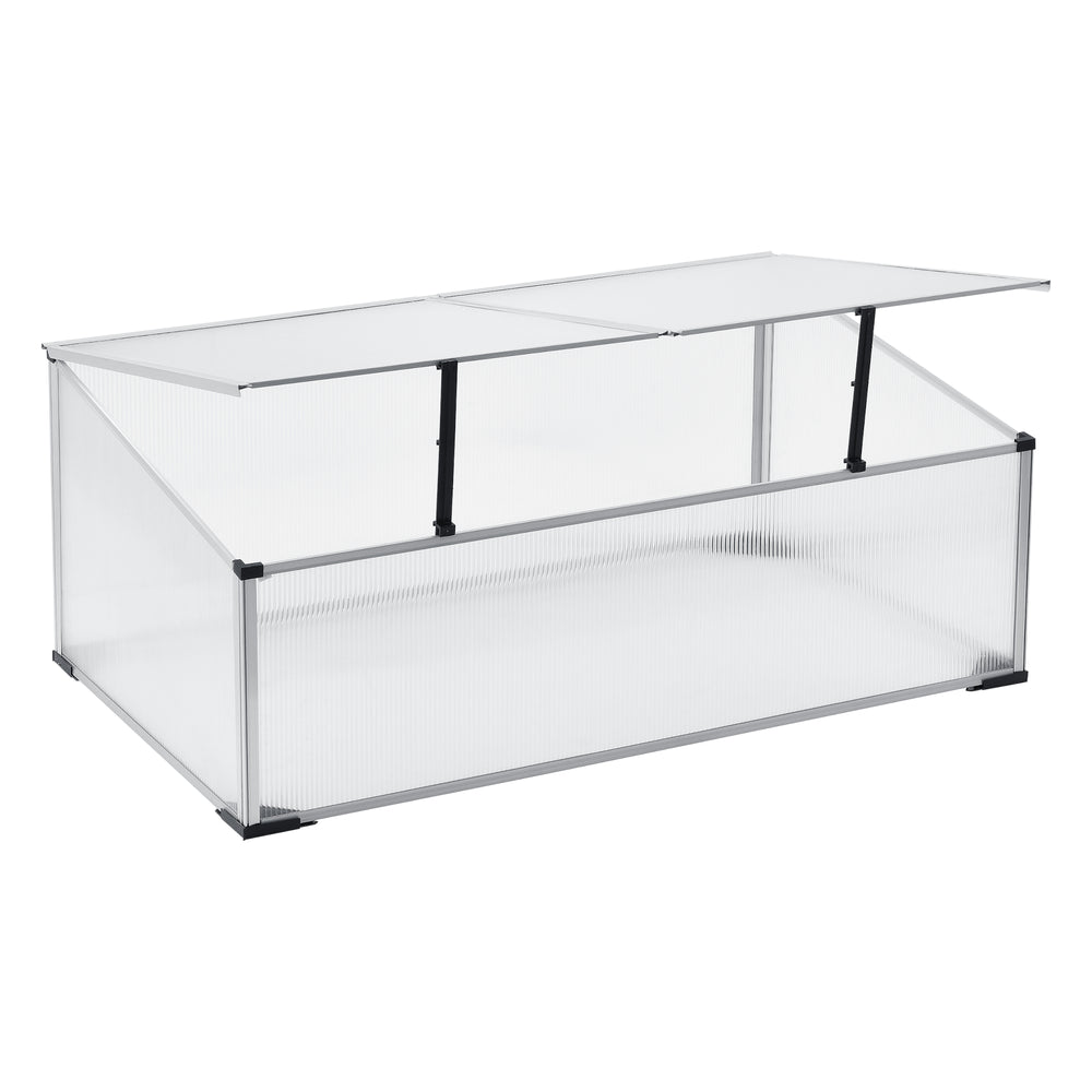 Cajón de cultivo Hoorn con techo dividido 100x60x40 cm aluminio policarbonato en.casa