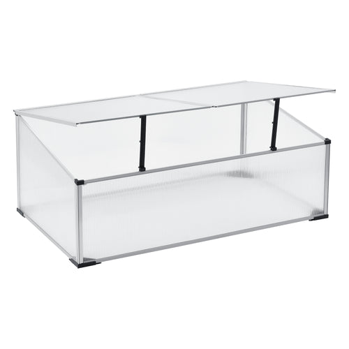 Cajón de cultivo Hoorn con techo dividido 100x60x40 cm aluminio policarbonato en.casa