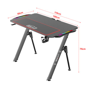 Mesa de juego Stockton con iluminación LED RGB negra en varios tamaños [pro.tec]