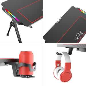 Mesa de juego Stockton con iluminación LED RGB negra en varios tamaños [pro.tec]
