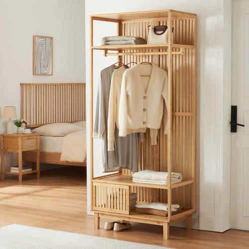 Perchero Ypäjä 187x80x47 cm bambú [en.casa] - premiumXL