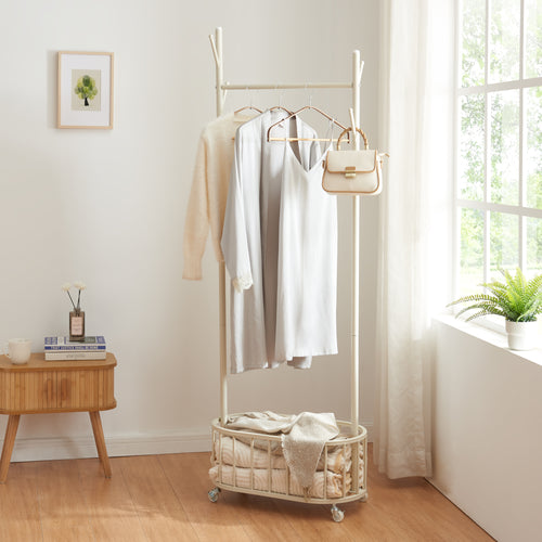 Perchero móvil Risør acero blanco [en.casa]