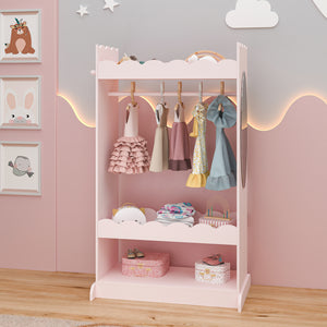 Perchero burro infantil Vestnes con espejo Rosa [en.casa] 