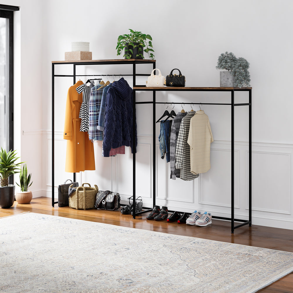 Perchero Skestbyena de dos elementos 140x240x40 cm negro/efecto nogal [en.casa] - premiumXL