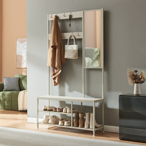 Perchero Napinerg con espejo y zapatero 185x98x34 cm [en.casa]