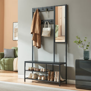 Perchero Napinerg con espejo y zapatero 185x98x34 cm [en.casa]