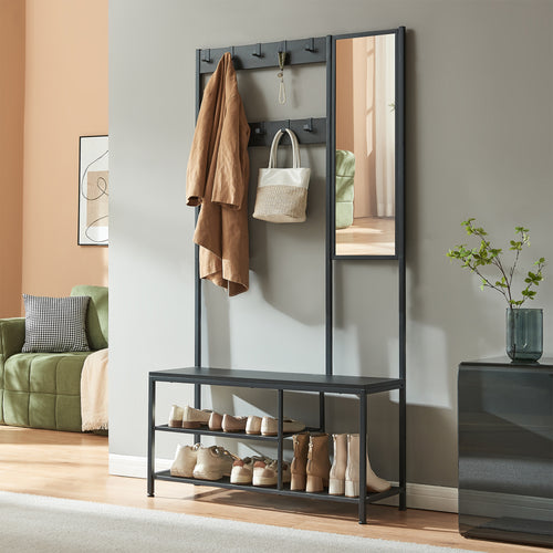 Perchero Napinerg con espejo y zapatero 185x98x34 cm [en.casa]