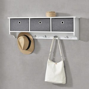 Perchero de pared Horsens con cajas de almacenamiento 100x20x30cm blanco/gris en.casa - premiumXL