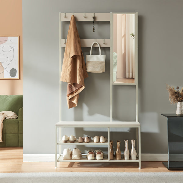 Perchero Napinerg con espejo y zapatero 185x98x34 cm [en.casa]