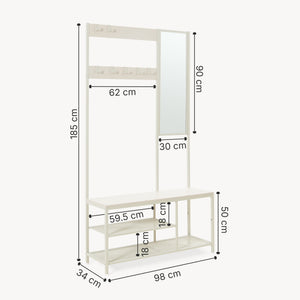 Perchero Napinerg con espejo y zapatero 185x98x34 cm [en.casa]