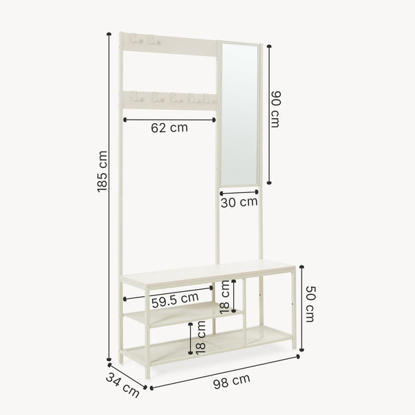 Perchero Napinerg con espejo y zapatero 185x98x34 cm [en.casa]