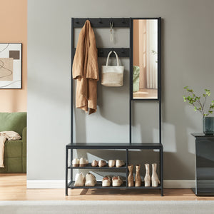 Perchero Napinerg con espejo y zapatero 185x98x34 cm [en.casa]