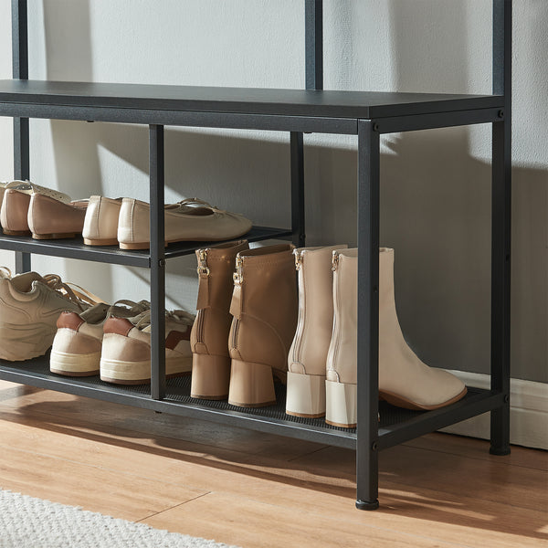 Perchero Napinerg con espejo y zapatero 185x98x34 cm [en.casa]