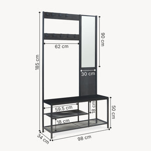Perchero Napinerg con espejo y zapatero 185x98x34 cm [en.casa]
