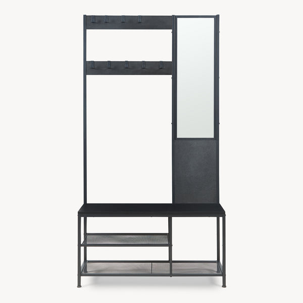 Perchero Napinerg con espejo y zapatero 185x98x34 cm [en.casa]