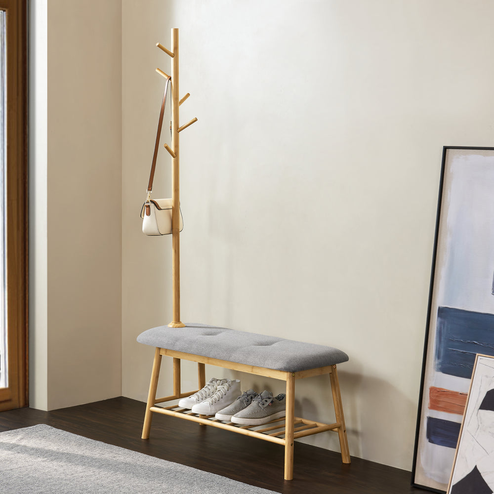 Banco de vestuario Bygland de bambú 90x34x165cm [en.casa]