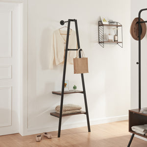 Perchero de pared Bjørnafjorden acero negro / aspecto nogal [en.casa]