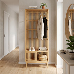 Perchero Burro Vemb con compartimento abierto bambú 185 x 80 x 45 cm - Color natural [en.casa]