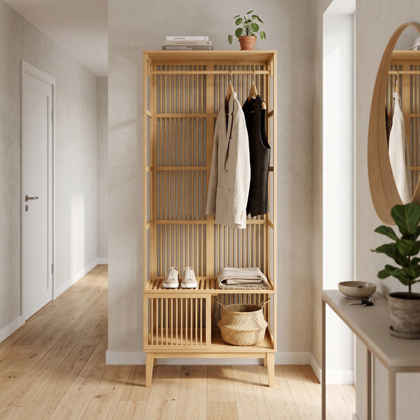 Perchero Burro Vemb con compartimento abierto bambú 185 x 80 x 45 cm - Color natural [en.casa]