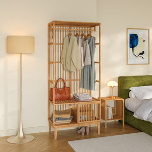 Perchero Burro Vemb con compartimento abierto bambú 185 x 80 x 45 cm - Color natural [en.casa]