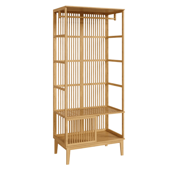 Perchero Burro Vemb con compartimento abierto bambú 185 x 80 x 45 cm - Color natural [en.casa]