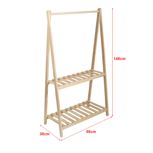 Perchero Ledøje con 2 estantes Madera de pino en varios tamaños [en.casa]
