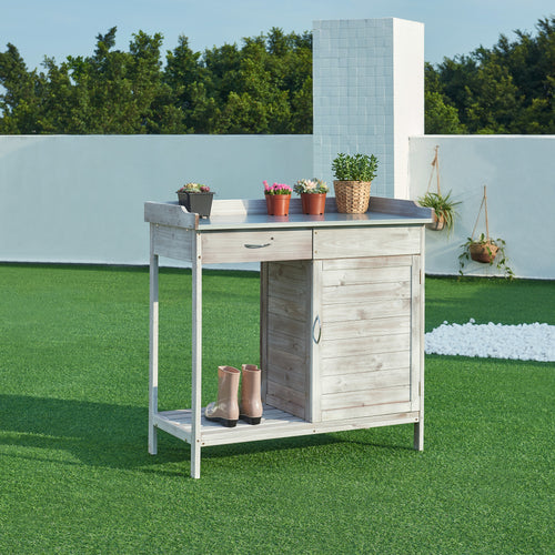Mesa de cultivo Aliano madera de abeto gris [casa.pro]