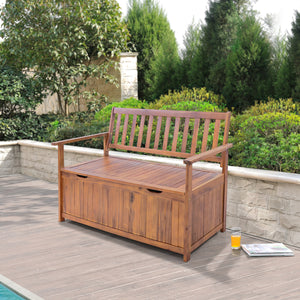 Banco de jardín Avezzano con compartimento de almacenamiento 130x60x88cm Acacia certificada FSC® [en.casa]