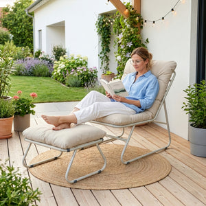 Conjunto de muebles de jardín Malmö sillón con reposapiés [casa.pro]