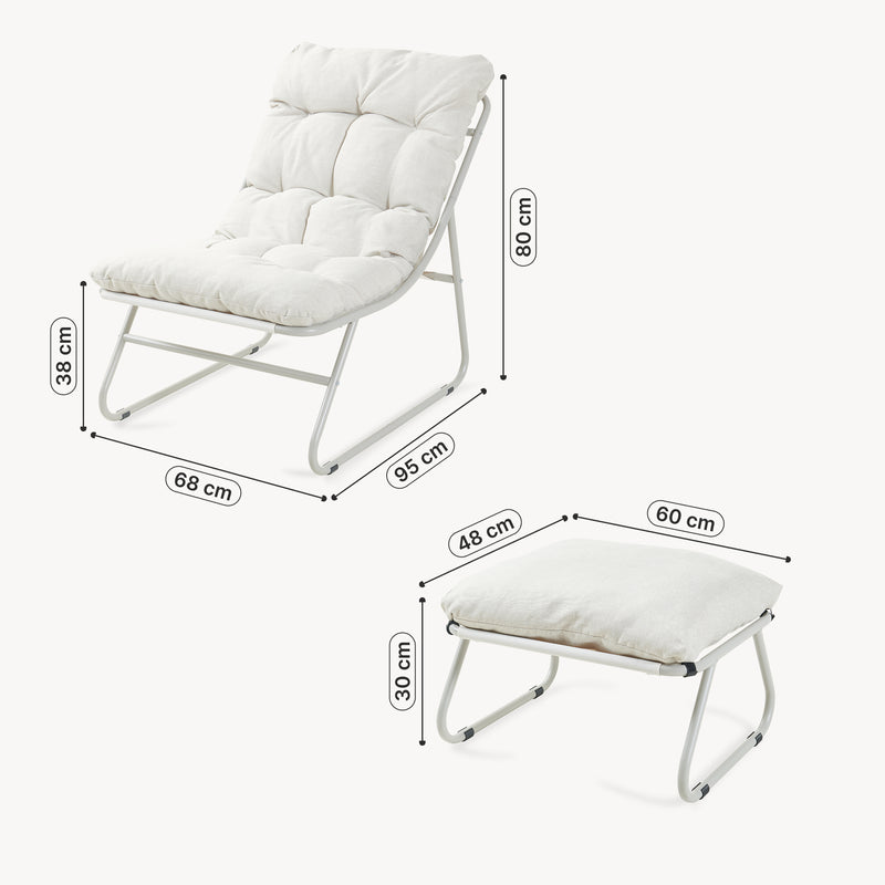 Esquema acotado Conjunto de muebles de jardín Malmö sillón con reposapiés [casa.pro]