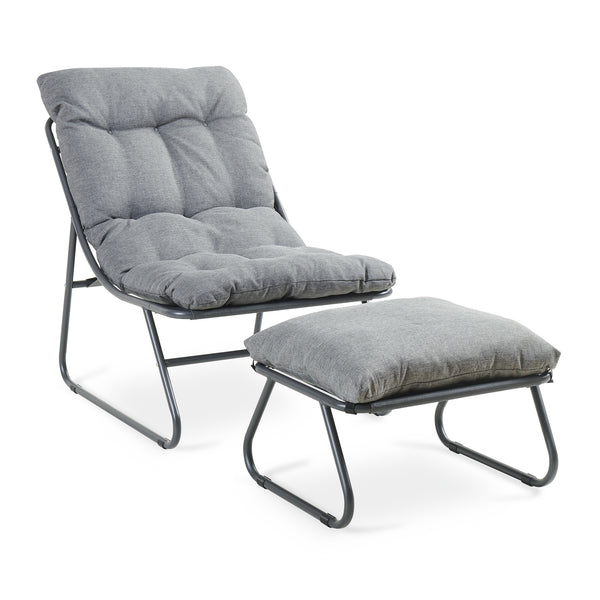 Conjunto de muebles de jardín Malmö sillón con reposapiés [casa.pro]