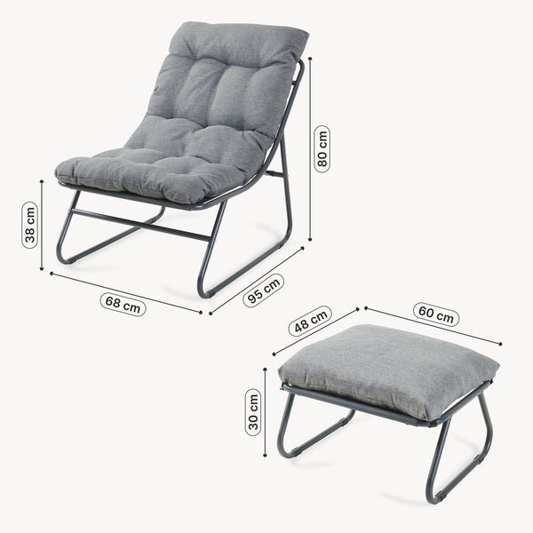 Conjunto de muebles de jardín Malmö sillón con reposapiés [casa.pro]
