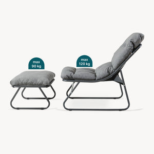 Conjunto de muebles de jardín Malmö sillón con reposapiés [casa.pro]