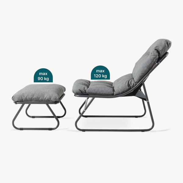 Conjunto de muebles de jardín Malmö sillón con reposapiés [casa.pro]