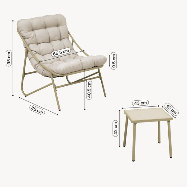 Juego de muebles de jardín Trölleping 3 piezas - Beige [en.casa]