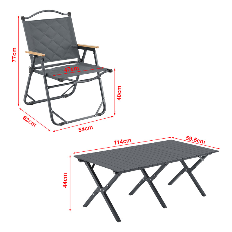 Esquema acotado Conjunto de muebles de camping Botrugno 5 piezas Tejido textil [casa.pro]