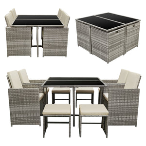 Conjunto de muebles de jardín Cieza de 9 piezas en varios colores en.casa