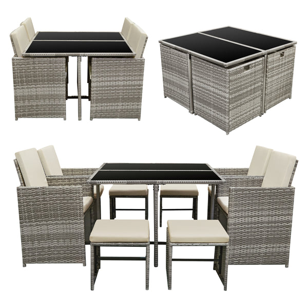 Conjunto de muebles de jardín Cieza de 9 piezas en varios colores en.casa