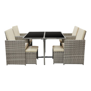 Conjunto de muebles de jardín Cieza de 9 piezas en varios colores en.casa