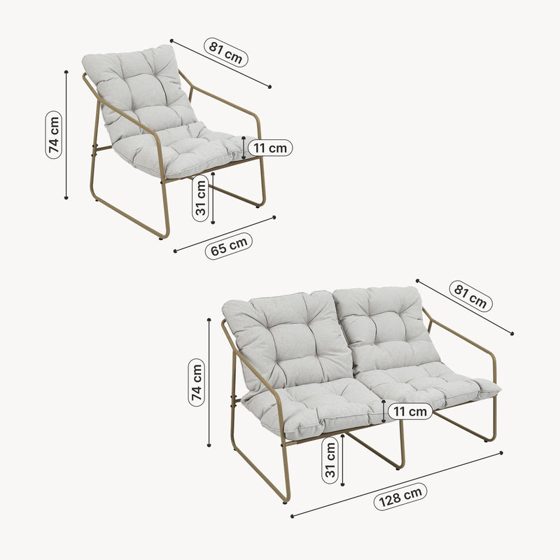 Esquema acotado Conjunto de muebles de jardín Kivanta de 5 piezas [en.casa]