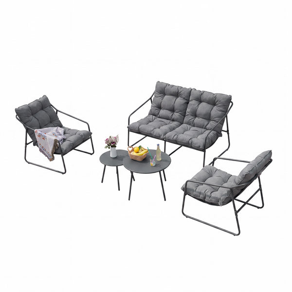 Juego de muebles de jardín Kivanta 5 piezas - /Gris [en.casa]