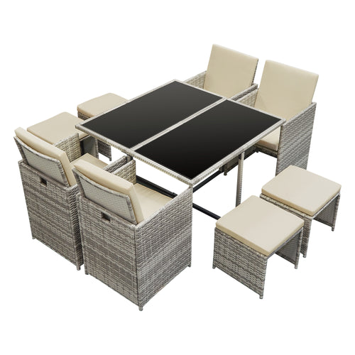 Conjunto de muebles de jardín Cieza de 9 piezas en varios colores en.casa