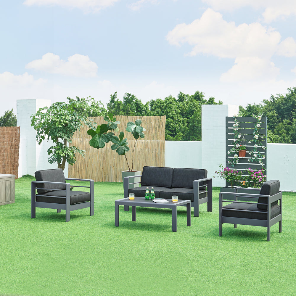 Conjunto de muebles de jardín Avise 4 piezas aluminio [casa.pro]