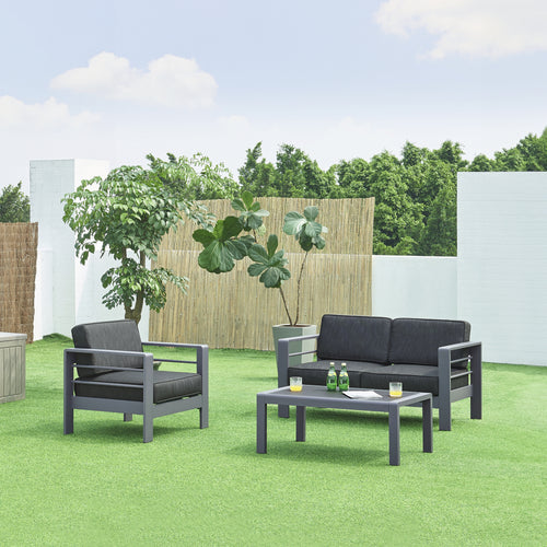 Conjunto de muebles de jardín Avise de 3 piezas. Aluminio [casa.pro]